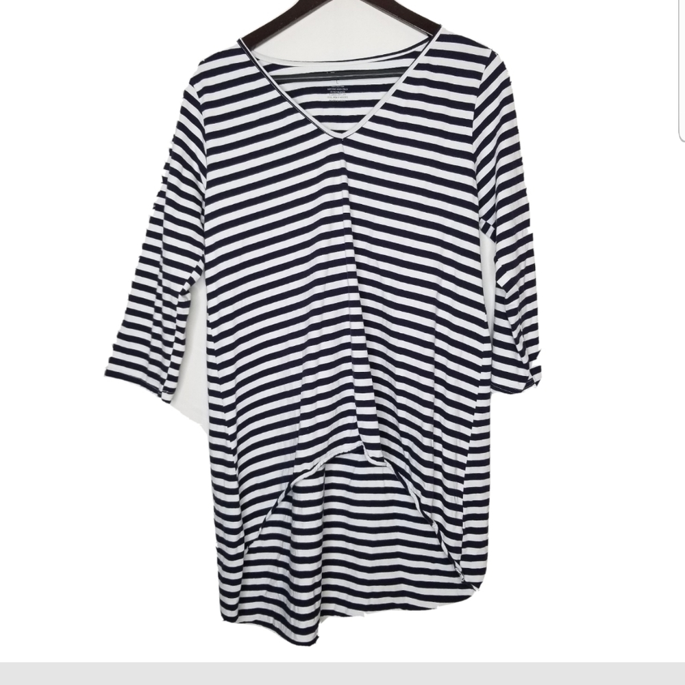 A.T.U.N. Tunic Women's Sz Large  Housedress blue white strip